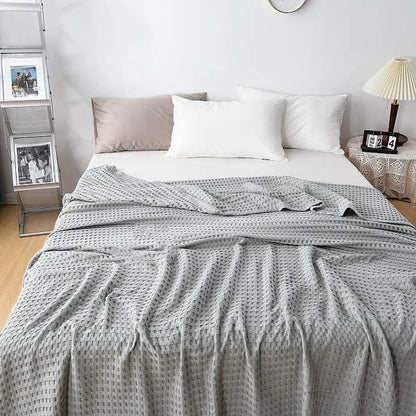 Waffle Weave Blanket | Lightweight Breathable for Summer | 100% Cotton