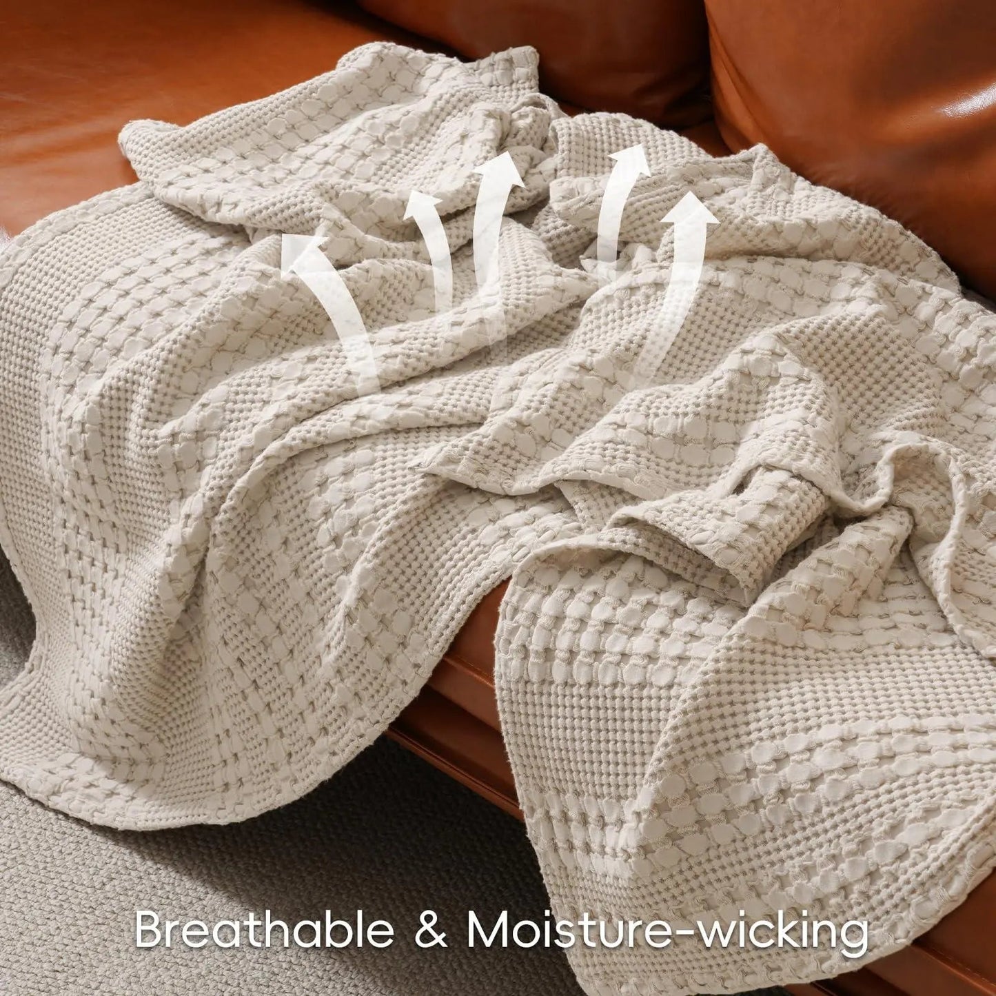 Waffle Weave Blanket | Lightweight Breathable for Summer | 100% Cotton