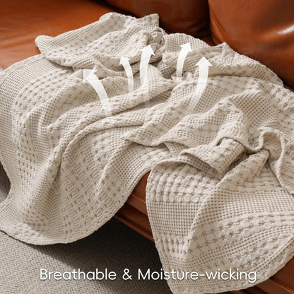 Waffle Weave Blanket | Lightweight Breathable for Summer | 100% Cotton
