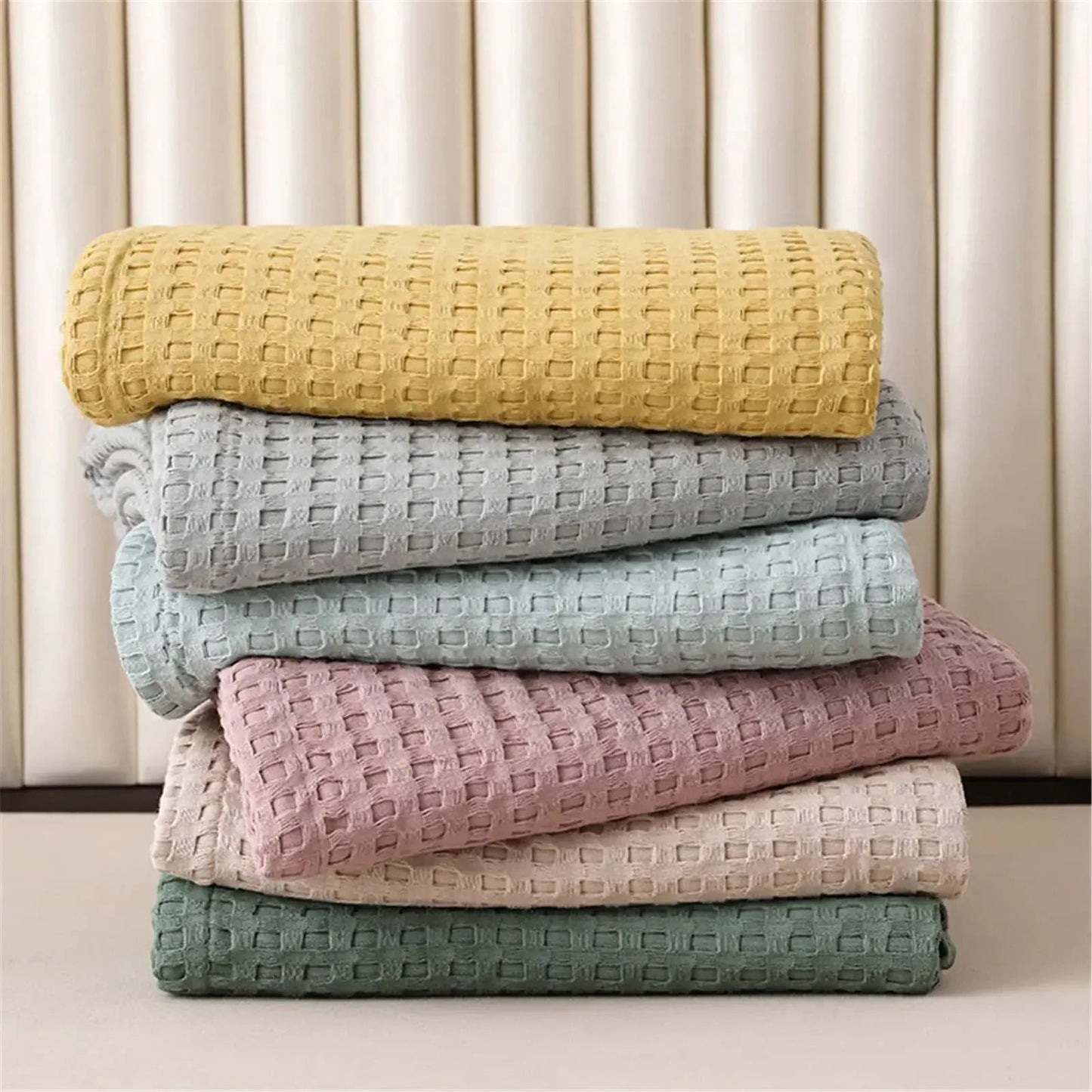 Waffle Weave Blanket | Lightweight Breathable for Summer | 100% Cotton