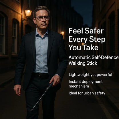 Walking Stick for Hiking & Urban Safety | Spring-Loaded Telescopic | Steel Frame & Anti-Slip Grip