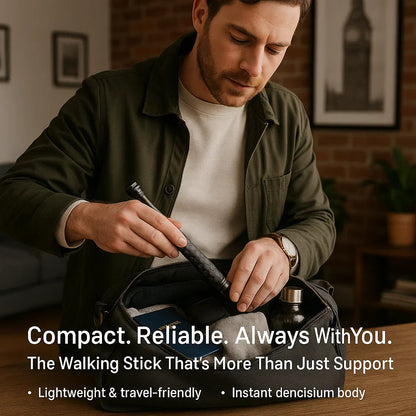 Walking Stick for Hiking & Urban Safety | Spring-Loaded Telescopic | Steel Frame & Anti-Slip Grip