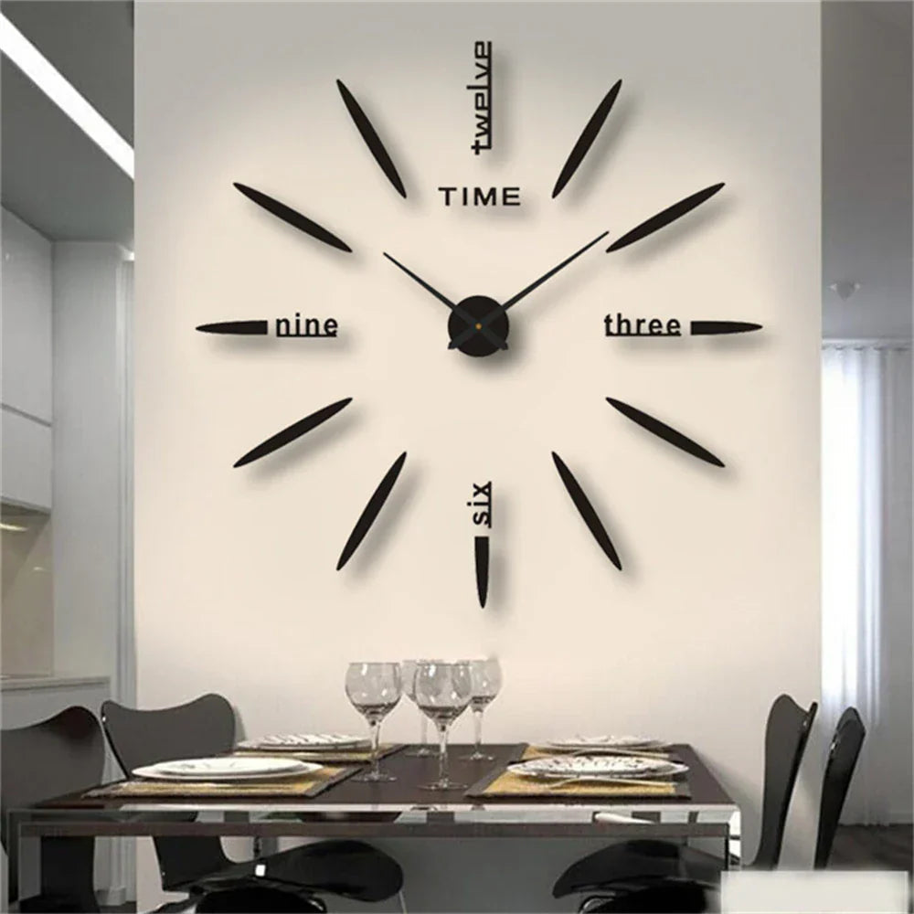 Wall Clock | Large Mirror Finish Modern Design | Acrylic Construction | Elegant Home Decor