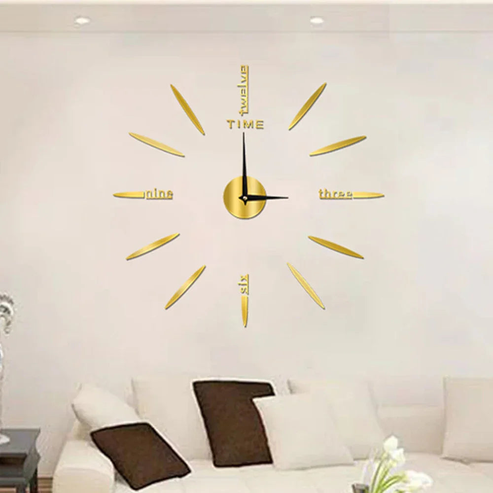 Wall Clock | Large Mirror Finish Modern Design | Acrylic Construction | Elegant Home Decor