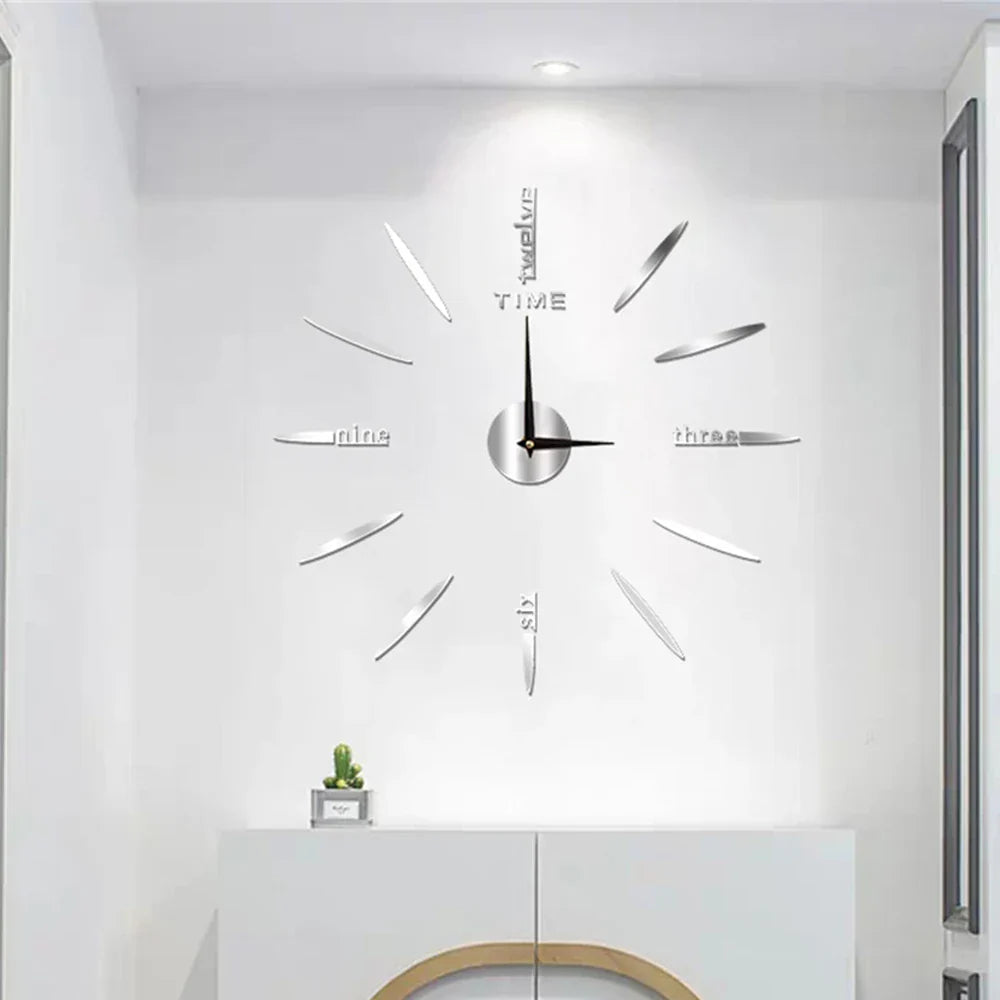 Wall Clock | Large Mirror Finish Modern Design | Acrylic Construction | Elegant Home Decor