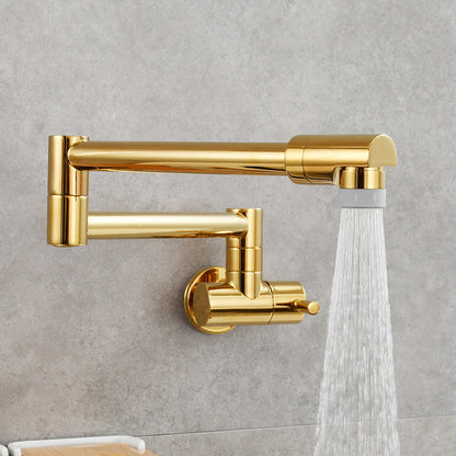 Wall-Mounted Pot Filler Faucet | Low-Profile Swivel Spout | Single-Handle Copper | 19.5 in Reach