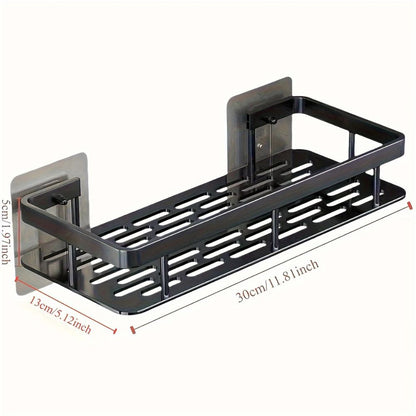 Wall-Mounted Shower Caddy | Rust-Resistant Aluminum | Adhesive & Suction Mount | Space-Saving