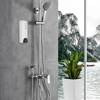 Wall-Mounted Shower Dispenser | 350ml Refillable Pump | Transparent Reservoir | Space-Saving