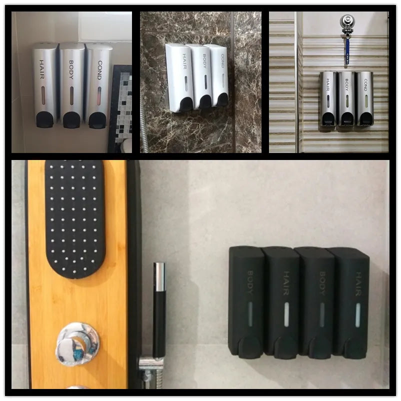 Wall-Mounted Shower Dispenser | 350ml Refillable Pump | Transparent Reservoir | Space-Saving