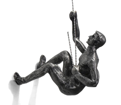 Wall Sculpture | Climbing Figure | Resin & Iron Wire | Modern Industrial Accent