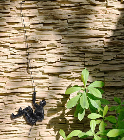 Wall Sculpture | Climbing Figure | Resin & Iron Wire | Modern Industrial Accent