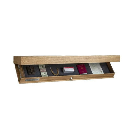 Wall Shelf | Hidden-Compartment Flap | Wood Finish | Space-Saving