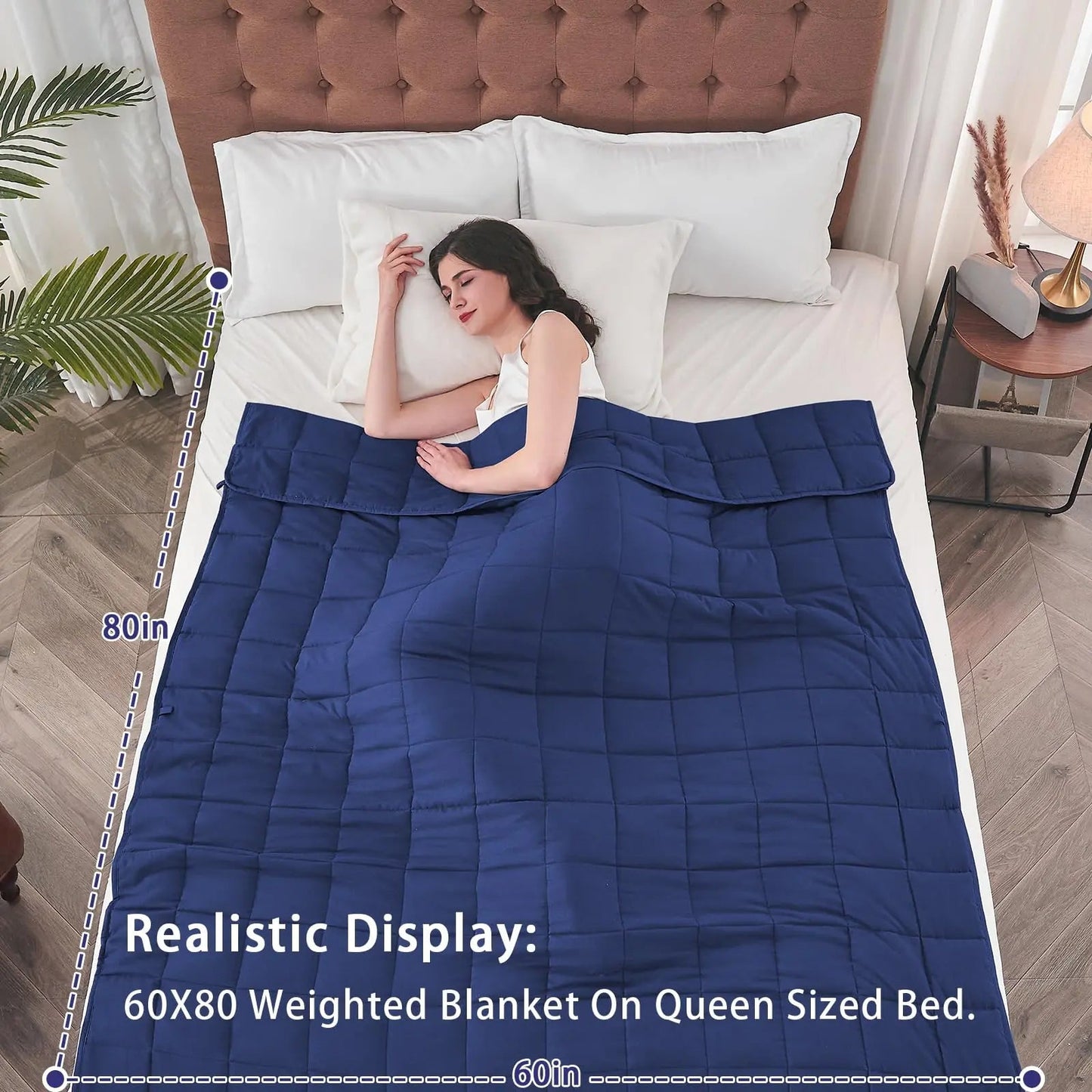 Weighted Blanket | Cooling Breathable Microfiber | Even Weight Distribution & Glass Beads