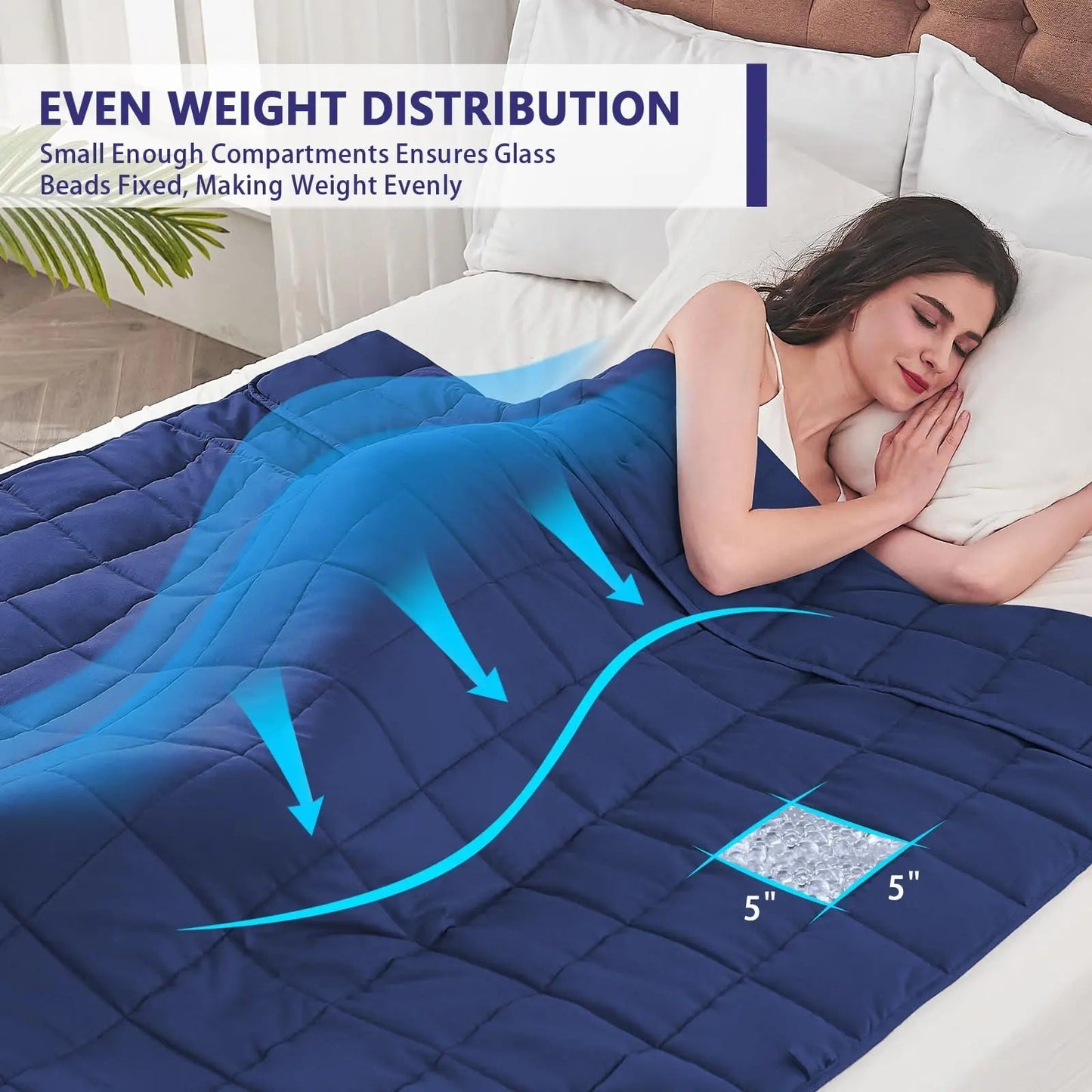 Weighted Blanket | Cooling Breathable Microfiber | Even Weight Distribution & Glass Beads