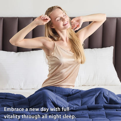 Weighted Blanket | Cooling Breathable Microfiber | Even Weight Distribution & Glass Beads