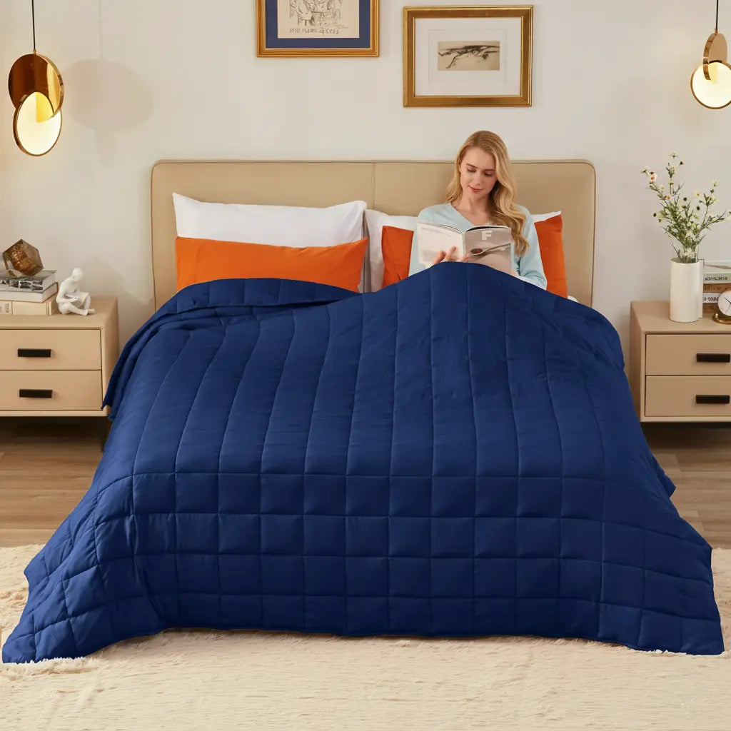 Weighted Blanket | Cooling Breathable Microfiber | Even Weight Distribution & Glass Beads