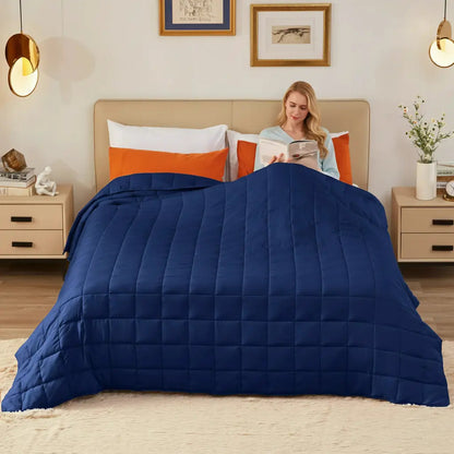 Weighted Blanket | Cooling Breathable Microfiber | Even Weight Distribution & Glass Beads