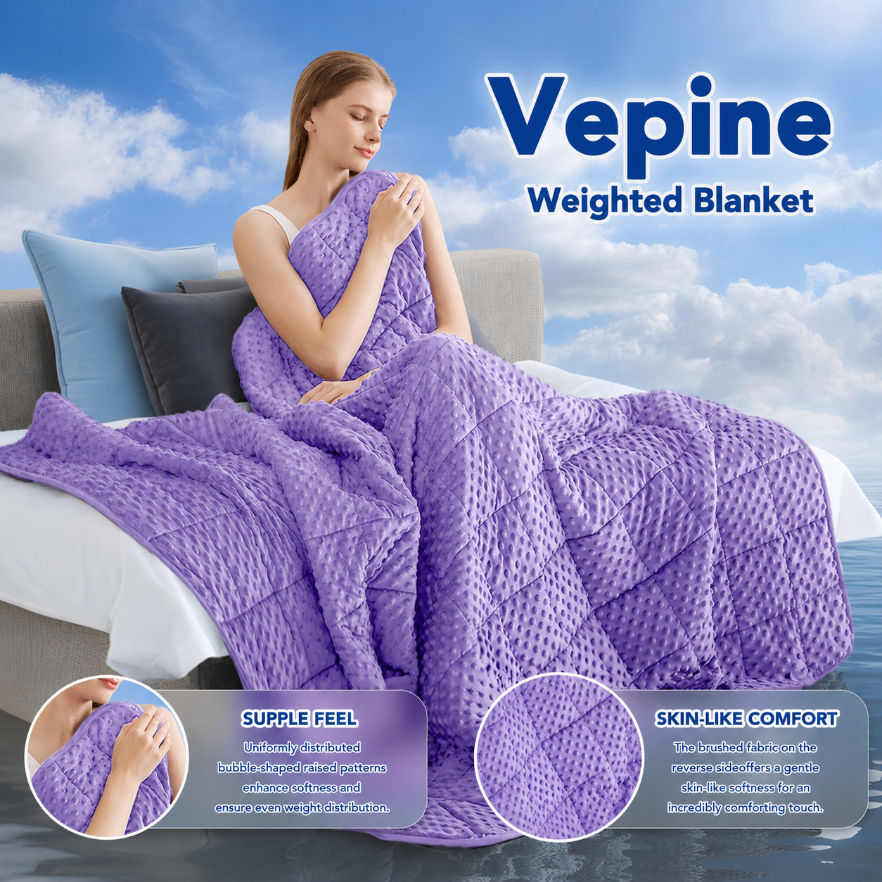 Weighted Blanket for Adults | Polka Dot Design | Cooling Microfiber Fabric | Stress Relief