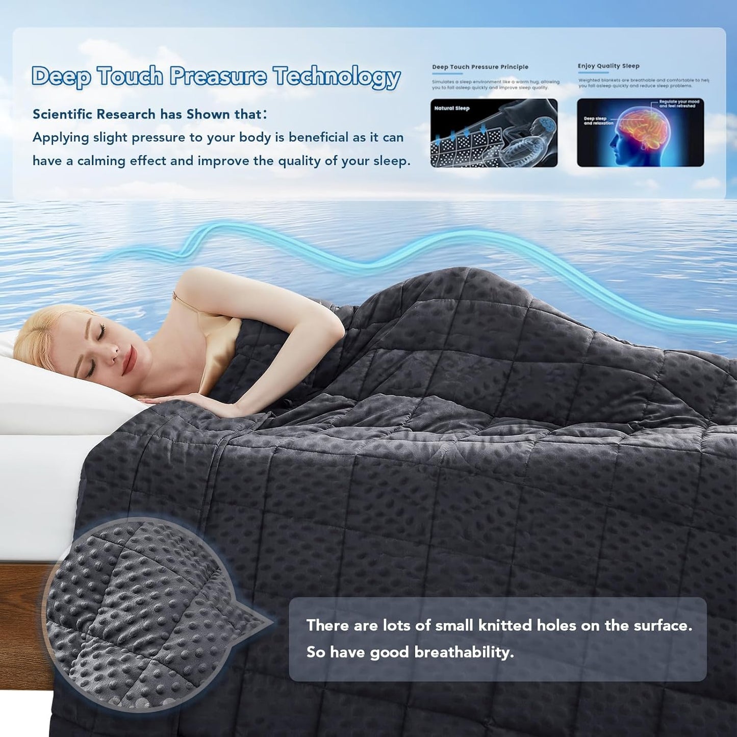 Weighted Blanket for Adults | Polka Dot Design | Cooling Microfiber Fabric | Stress Relief