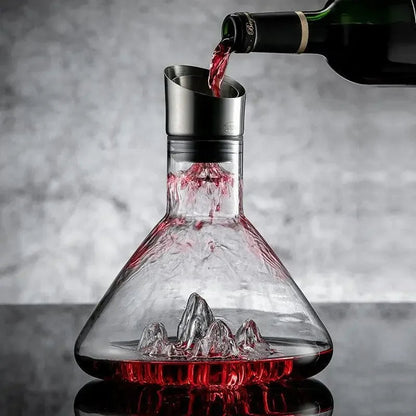 Wine Decanter | 12-Channel Waterfall Aerator | Hand-Blown Crystal with Stainless Steel Filter