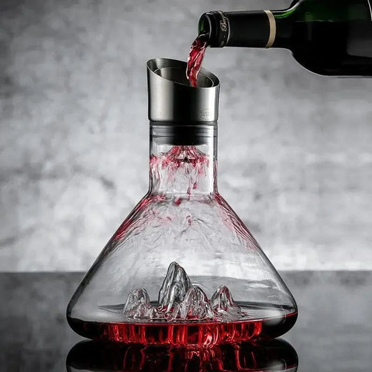 Wine Decanter | 12-Channel Waterfall Aerator | Hand-Blown Crystal with Stainless Steel Filter