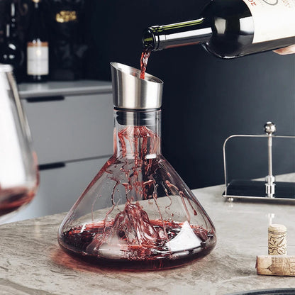Wine Decanter | 12-Channel Waterfall Aerator | Hand-Blown Crystal with Stainless Steel Filter