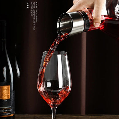 Wine Decanter | 12-Channel Waterfall Aerator | Hand-Blown Crystal with Stainless Steel Filter