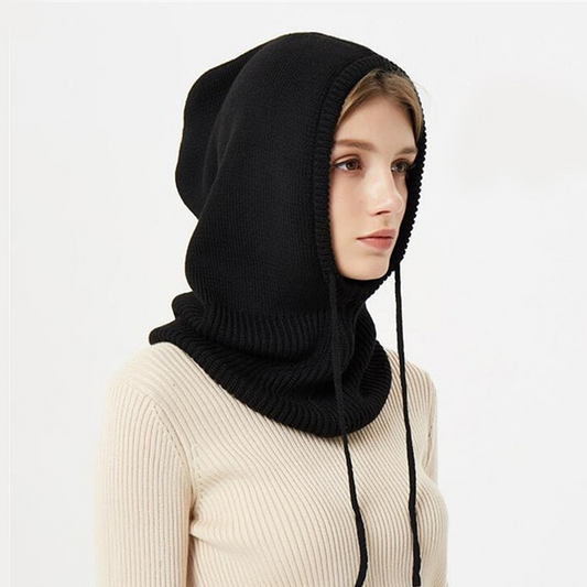 Winter Knit Hat | Hooded Drawstring Design | Wool | Travel-Friendly