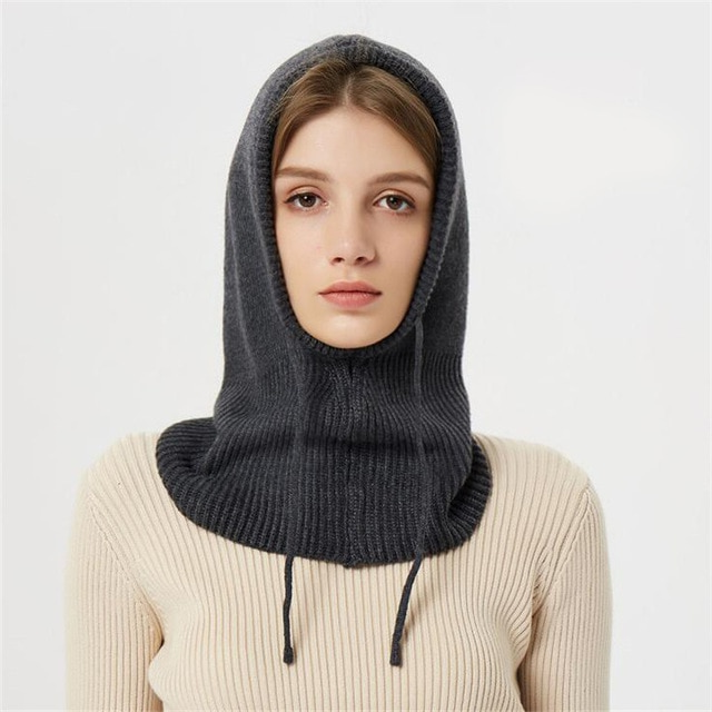 Winter Knit Hat | Hooded Drawstring Design | Wool | Travel-Friendly