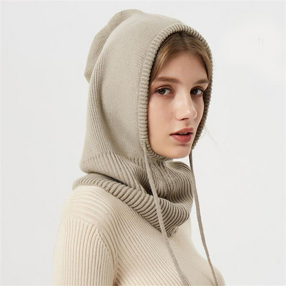 Winter Knit Hat | Hooded Drawstring Design | Wool | Travel-Friendly