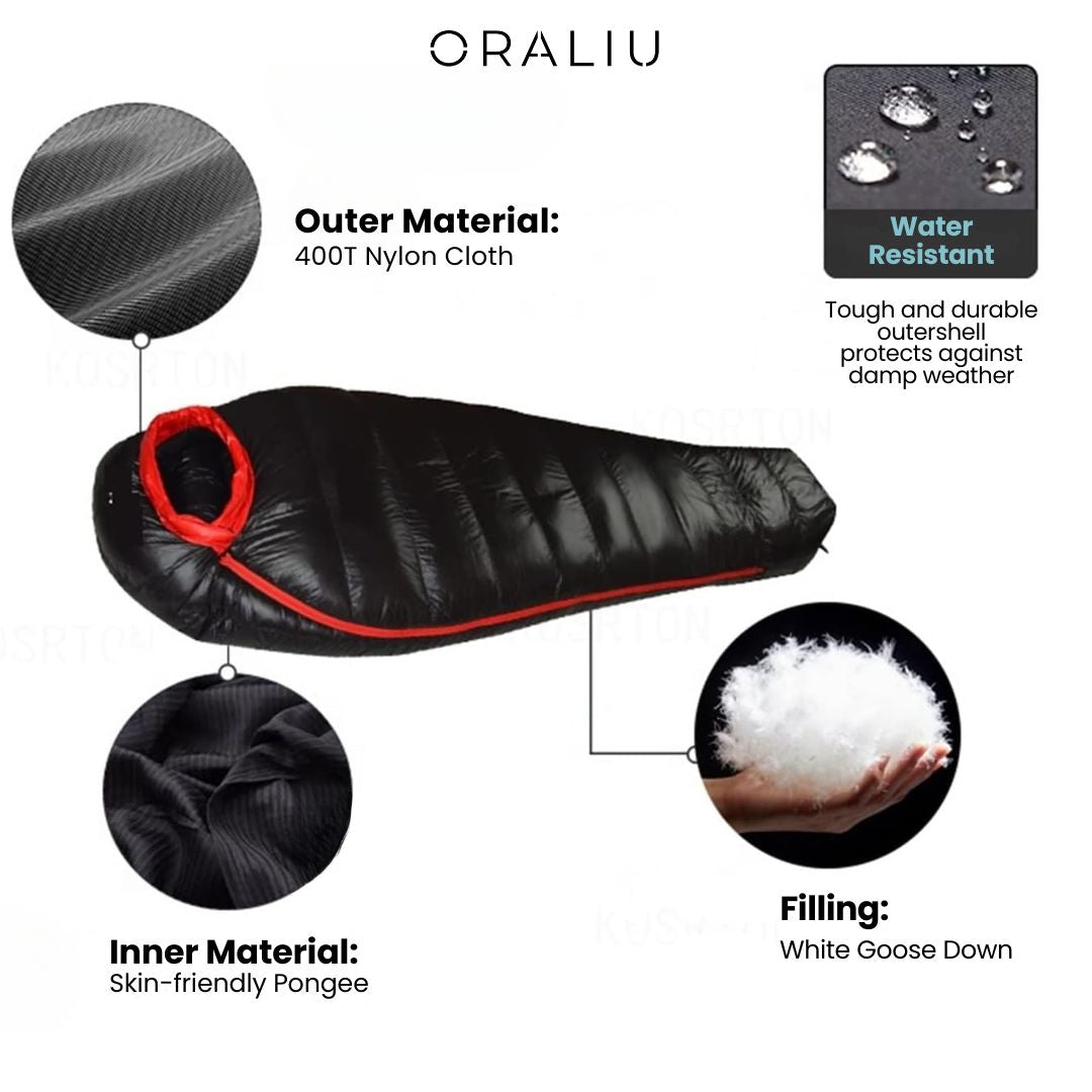Winter Sleeping Bag | Down-Filled, Suitable to -20°C | Ripstop Nylon & Double Zipper