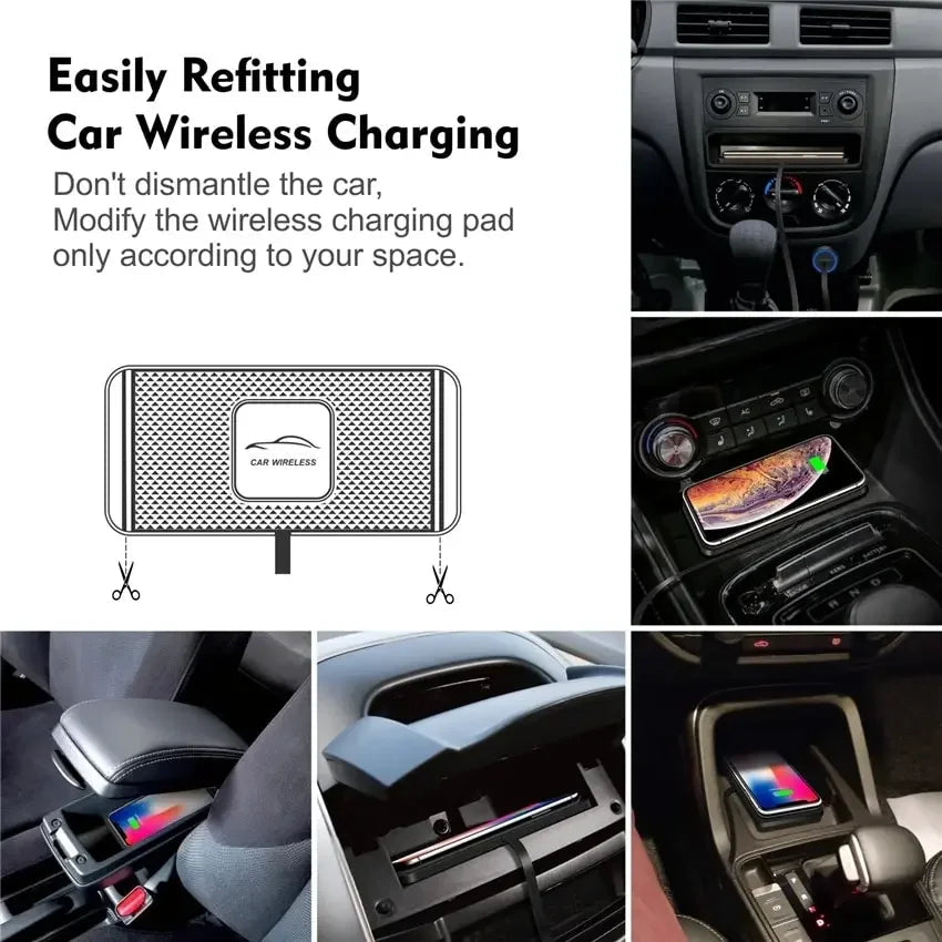 Wireless Charging Pad | 15W Fast Charging | Non-Slip Silicone Base & Ultra-Slim | Car & Home Use