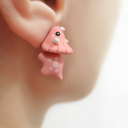 Women’s Animal Bite Earrings | Cute Polymer Clay Design | Surgical Steel Posts