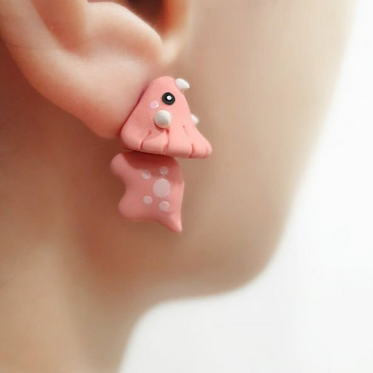 Women’s Animal Bite Earrings | Cute Polymer Clay Design | Surgical Steel Posts