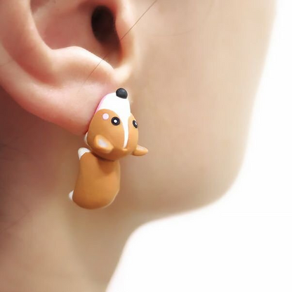 Women’s Animal Bite Earrings | Cute Polymer Clay Design | Surgical Steel Posts