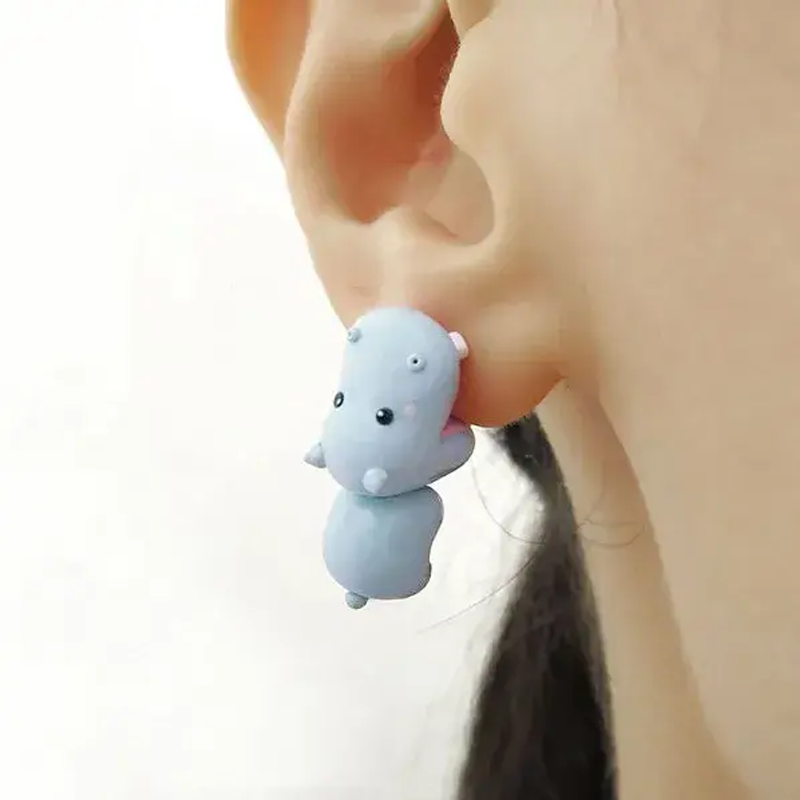 Women’s Animal Bite Earrings | Cute Polymer Clay Design | Surgical Steel Posts