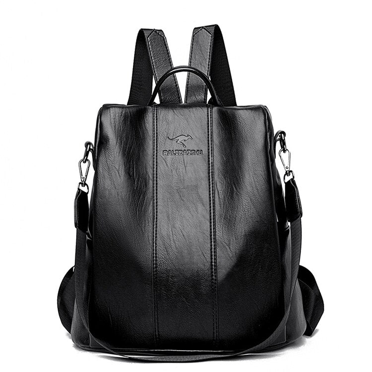 Women’s Anti-Theft Leather Backpack | Convertible Vintage Design | Multiple Pockets