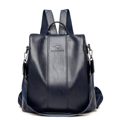 Women’s Anti-Theft Leather Backpack | Convertible Vintage Design | Multiple Pockets
