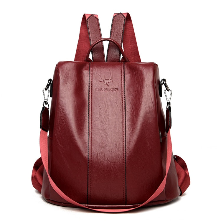 Women’s Anti-Theft Leather Backpack | Convertible Vintage Design | Multiple Pockets