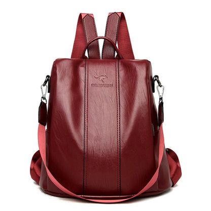 Women’s Anti-Theft Leather Backpack | Convertible Vintage Design | Multiple Pockets