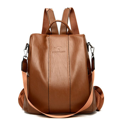 Women’s Anti-Theft Leather Backpack | Convertible Vintage Design | Multiple Pockets