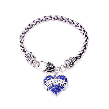 Women's Medical Alert Bracelet | Crystal Heart Design | Lobster Clasp & 20 cm | Diabetes Alert