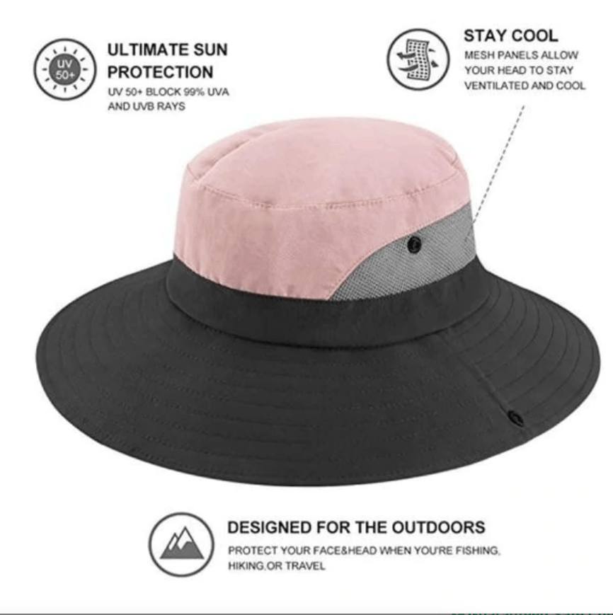 Women's Sun Hat | Foldable Packable | Ponytail Slot & Drawstring | UPF50+ Protection