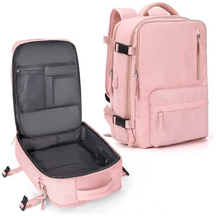 Women's Travel Backpack | Water-Repellent Nylon, 35L | USB Charging Port & Anti-Theft Rear Pocket