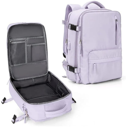 Women's Travel Backpack | Water-Repellent Nylon, 35L | USB Charging Port & Anti-Theft Rear Pocket