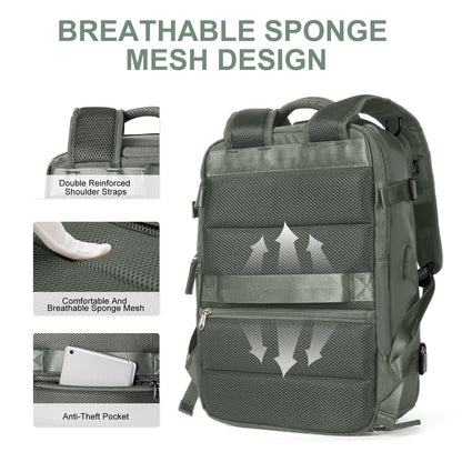 Women's Travel Backpack | Water-Repellent Nylon, 35L | USB Charging Port & Anti-Theft Rear Pocket
