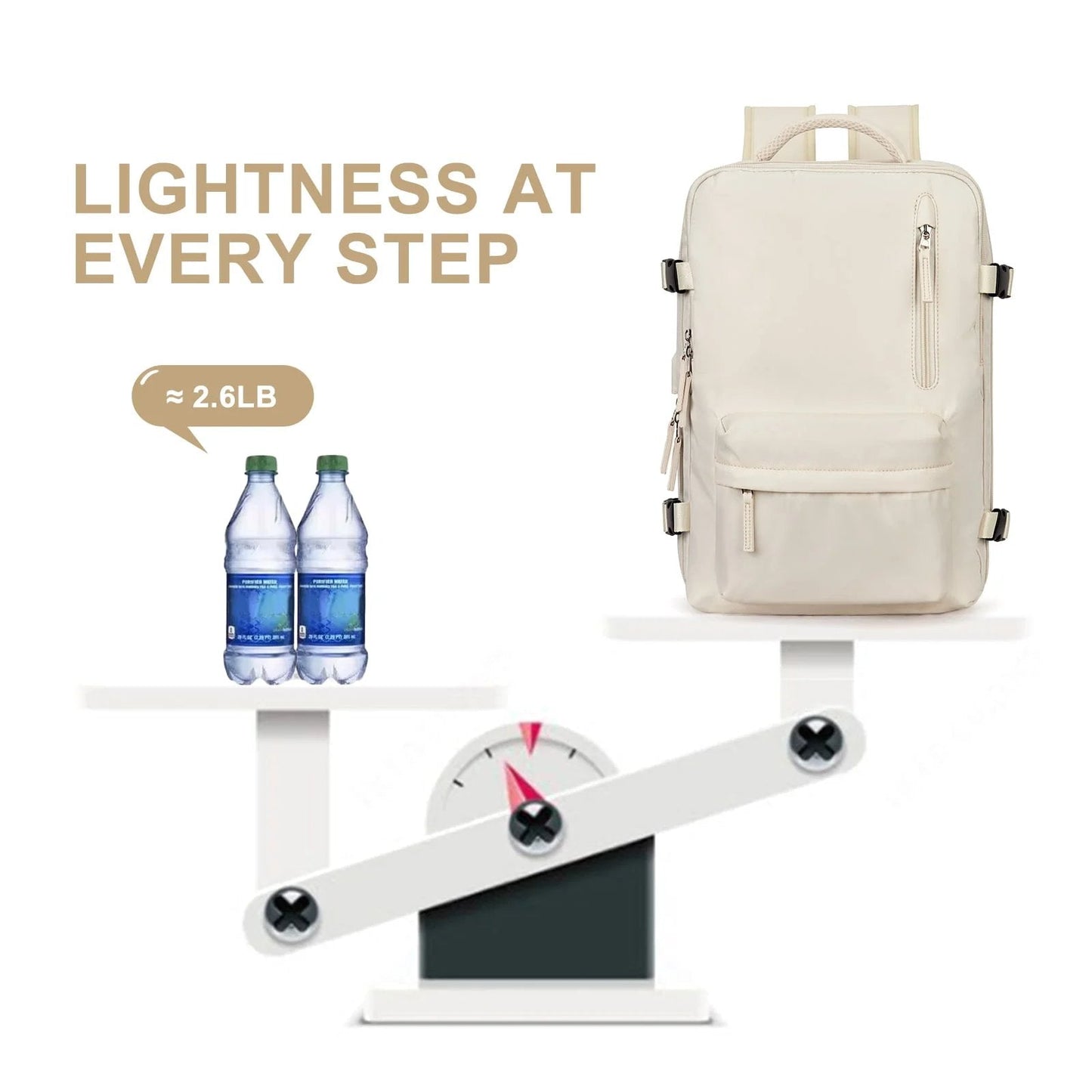 Women's Travel Backpack | Water-Repellent Nylon, 35L | USB Charging Port & Anti-Theft Rear Pocket