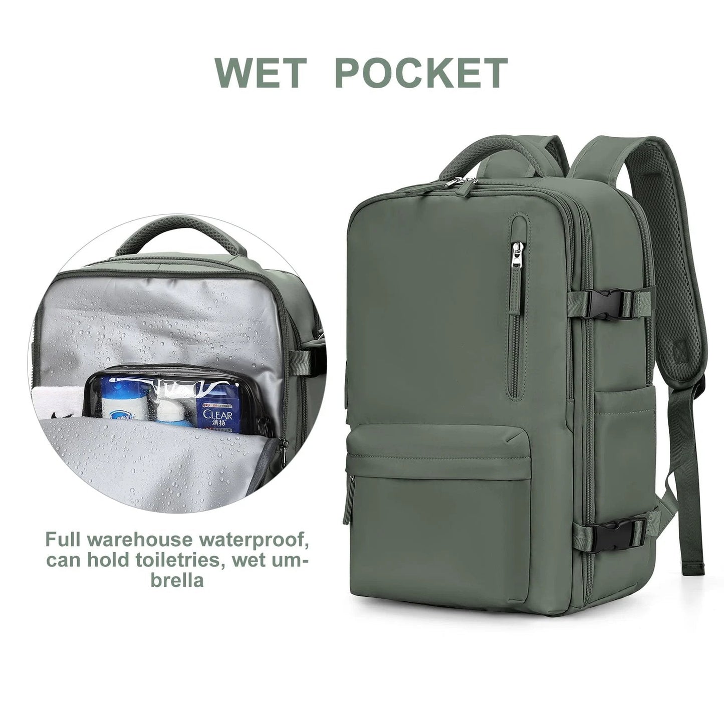 Women's Travel Backpack | Water-Repellent Nylon, 35L | USB Charging Port & Anti-Theft Rear Pocket