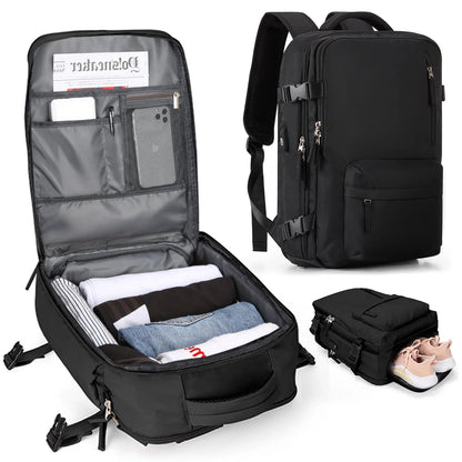 Women's Travel Backpack | Water-Repellent Nylon, 35L | USB Charging Port & Anti-Theft Rear Pocket