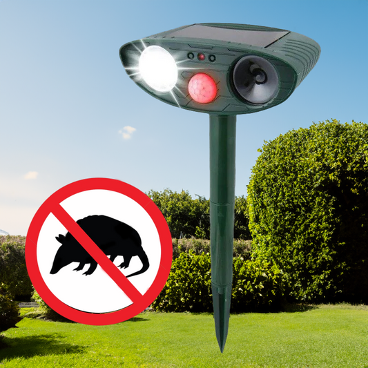 Yard Armadillo Repeller | Motion-Activated Ultrasonic | Solar-Powered, 30 ft Range